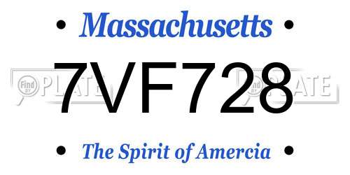 7VF728 Massachusetts License Plate