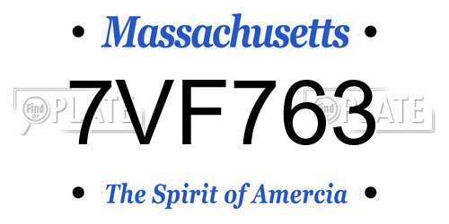 7VF763 Massachusetts License Plate