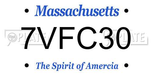 7VFC30 Massachusetts License Plate