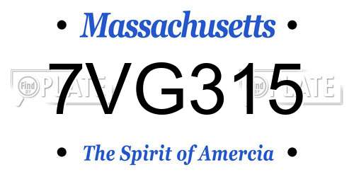 7VG315 Massachusetts License Plate