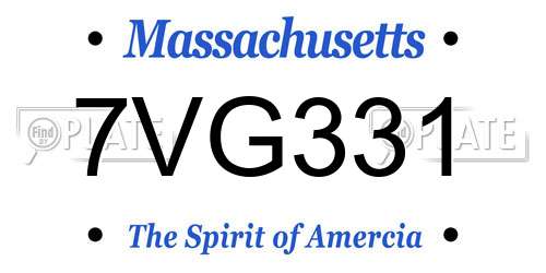 7VG331 Massachusetts License Plate