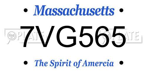 7VG565 Massachusetts License Plate