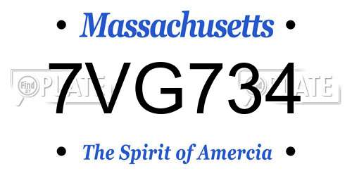 7VG734 Massachusetts License Plate