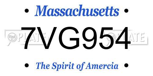 7VG954 Massachusetts License Plate