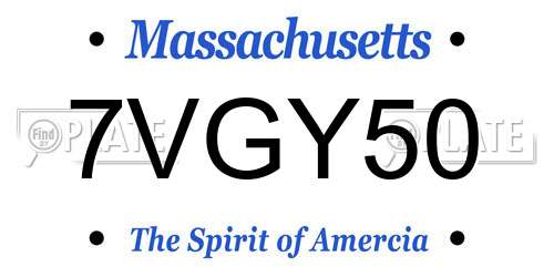 7VGY50 Massachusetts License Plate