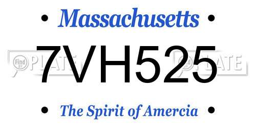 7VH525 Massachusetts License Plate