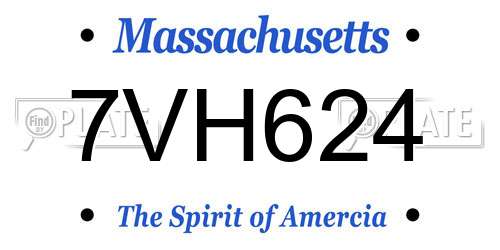 7VH624 Massachusetts License Plate