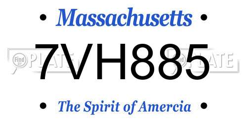 7VH885 Massachusetts License Plate