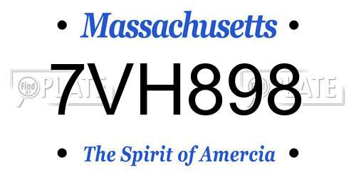 7VH898 Massachusetts License Plate