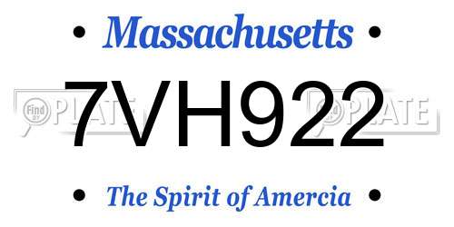 7VH922 Massachusetts License Plate