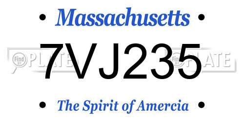 7VJ235 Massachusetts License Plate