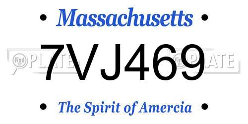 7VJ469 Massachusetts License Plate