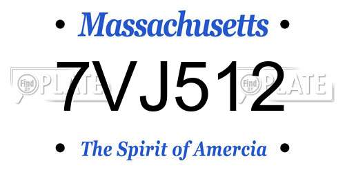 7VJ512 Massachusetts License Plate