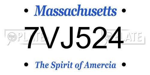 7VJ524 Massachusetts License Plate