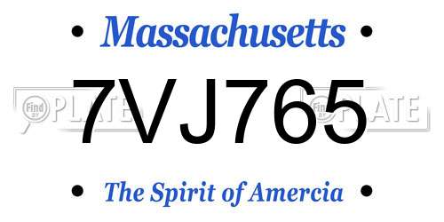 7VJ765 Massachusetts License Plate