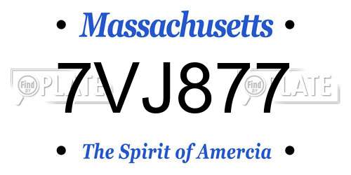 7VJ877 Massachusetts License Plate