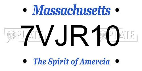 7VJR10 Massachusetts License Plate