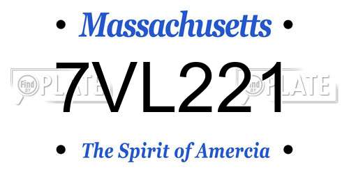 7VL221 Massachusetts License Plate