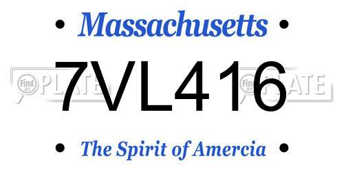 7VL416 Massachusetts License Plate