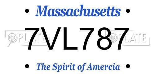 7VL787 Massachusetts License Plate