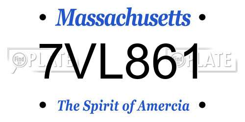 7VL861 Massachusetts License Plate