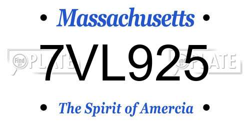 7VL925 Massachusetts License Plate