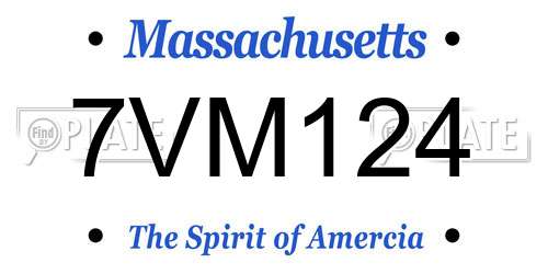 7VM124 Massachusetts License Plate