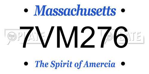 7VM276 Massachusetts License Plate