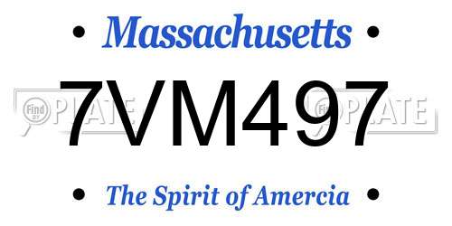 7VM497 Massachusetts License Plate