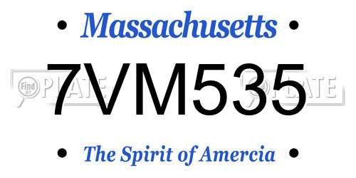 7VM535 Massachusetts License Plate