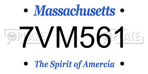 7VM561 Massachusetts License Plate