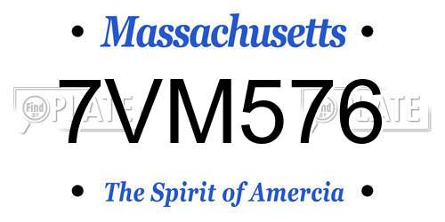 7VM576 Massachusetts License Plate