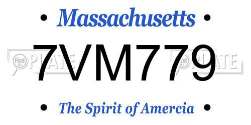 7VM779 Massachusetts License Plate