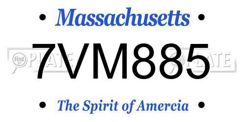 7VM885 Massachusetts License Plate