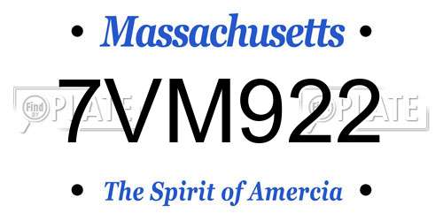 7VM922 Massachusetts License Plate