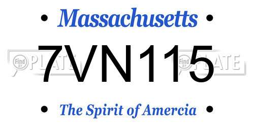 7VN115 Massachusetts License Plate