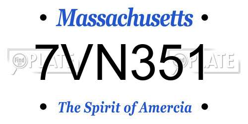 7VN351 Massachusetts License Plate