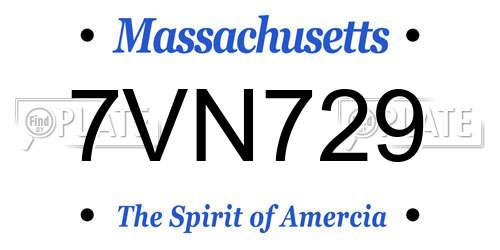 7VN729 Massachusetts License Plate