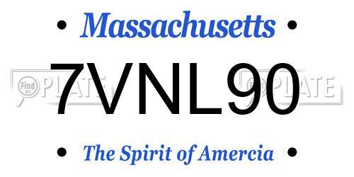 7VNL90 Massachusetts License Plate