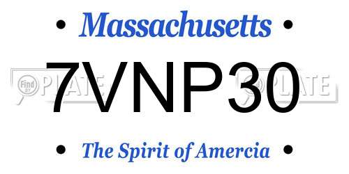 7VNP30 Massachusetts License Plate