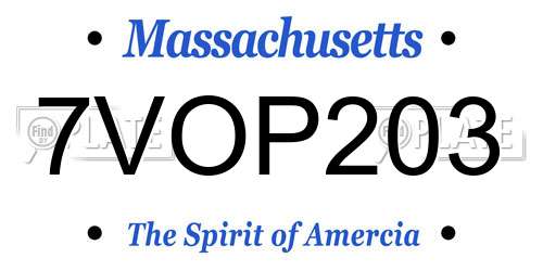 7VOP203 Massachusetts License Plate