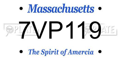 7VP119 Massachusetts License Plate