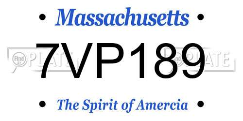 7VP189 Massachusetts License Plate