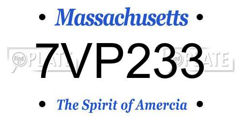 7VP233 Massachusetts License Plate