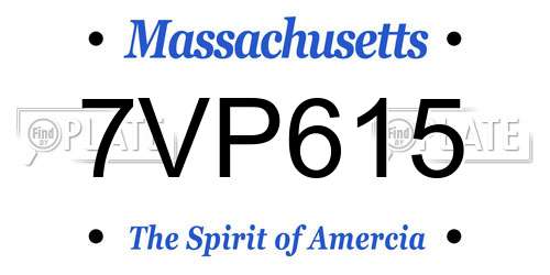 7VP615 Massachusetts License Plate