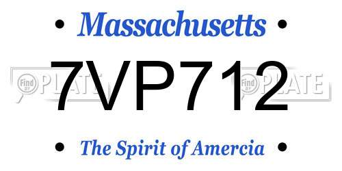 7VP712 Massachusetts License Plate