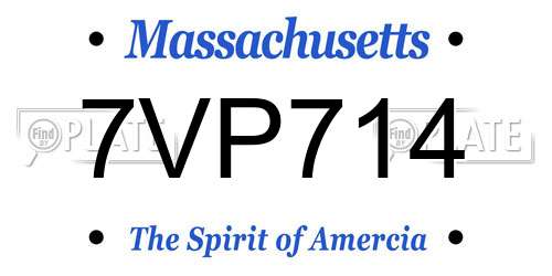 7VP714 Massachusetts License Plate