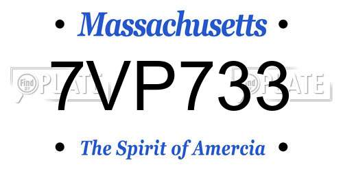 7VP733 Massachusetts License Plate