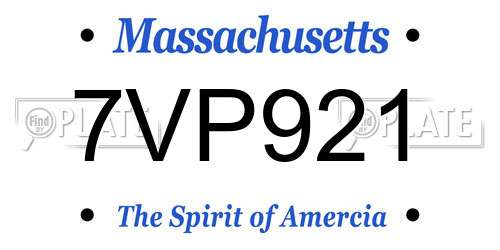 7VP921 Massachusetts License Plate