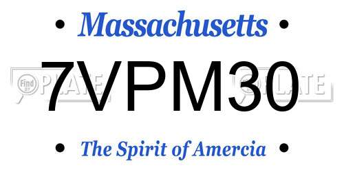 7VPM30 Massachusetts License Plate